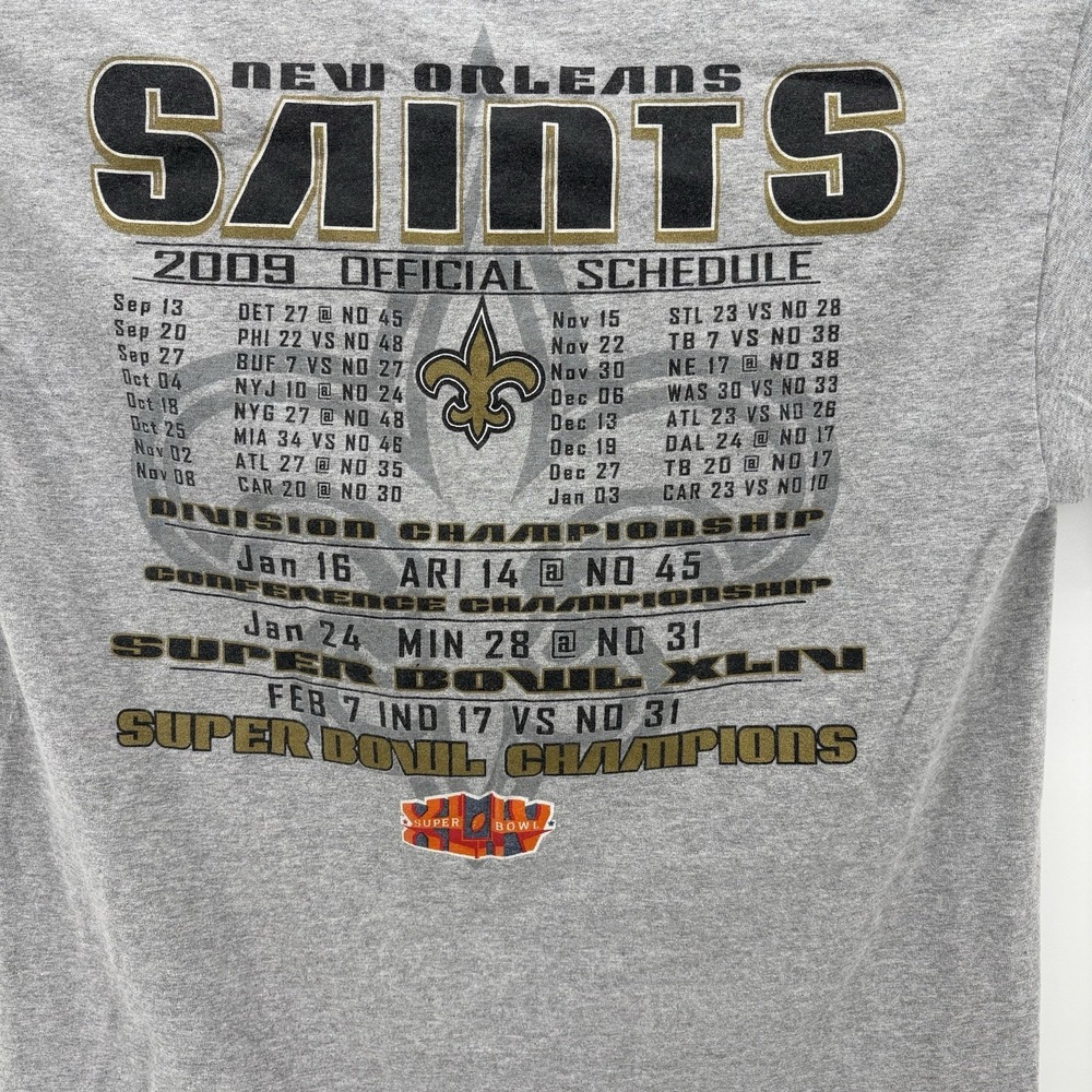 New Orleans Saints Super Bowl XLIV Champions Shirt Size Large 2 Sided - Picture 4 of 6